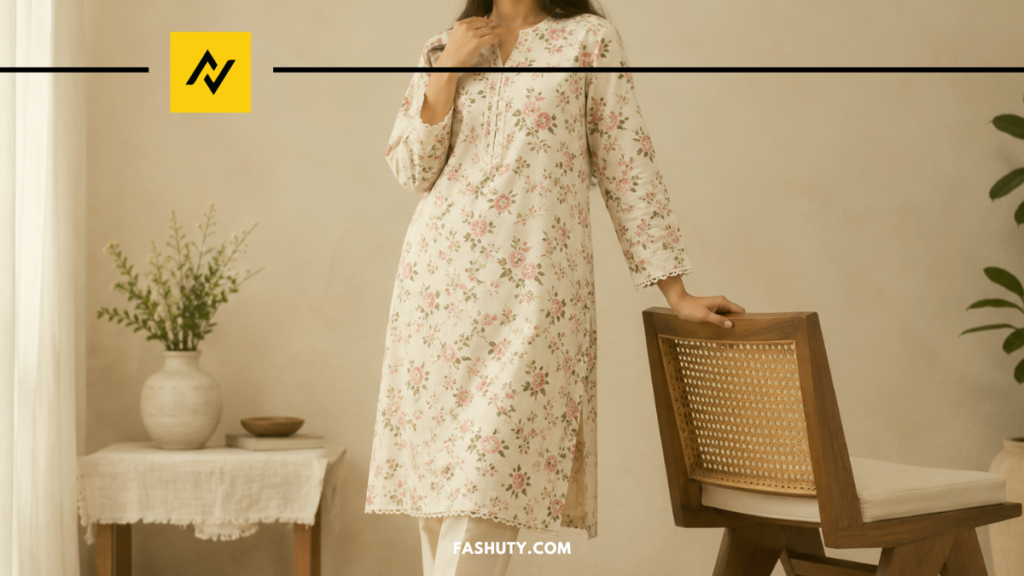 The Printed Lawn Kurta + Straight Trousers